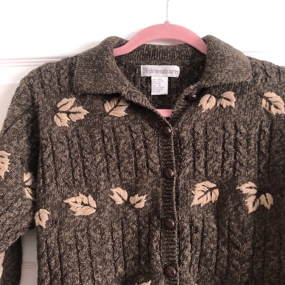 Vintage Dressbarn 55% Ramie 45% cotton heavy knit button down cardigan sweater - Picture 3 of 8